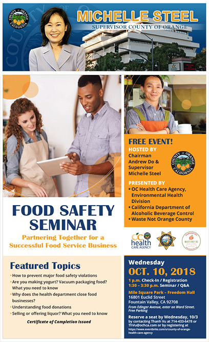 Free Food Safety Seminar October 10th