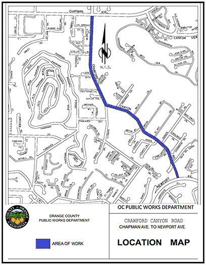 Crawford Canyon Road Storm Drain Safety Improvements Project Location Map