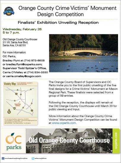 Unveiling of OC Crime Victims’ Memorial Finalist Designs on February 26