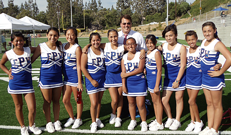 Superviosr Nelson with Fullerton Cheerleaders.