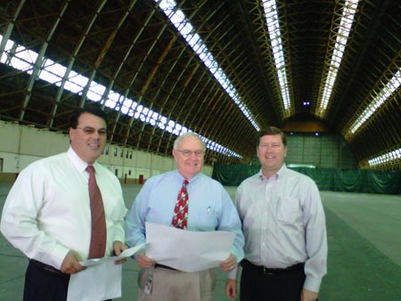 Supervisor Nelson (left) along with Supervisor Campbell (center) and OC Parks Director Mark Denny tour the former MCAS Tustin Base