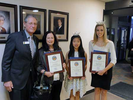 Presentation at the Placentia Council Meeting to Miss Teen Placentia and Mill Placentia.