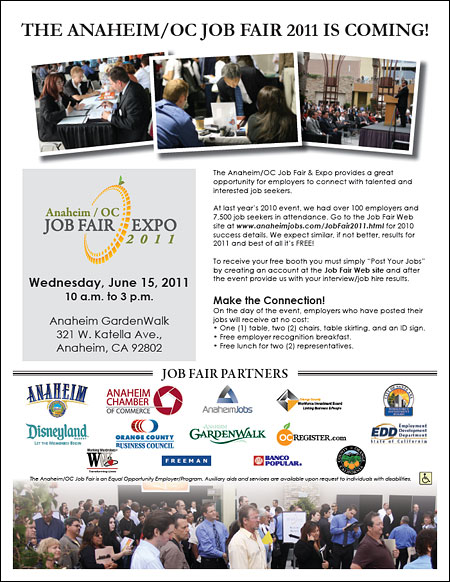 Anaheim/OC Job Fair Expo Flyer for Employers