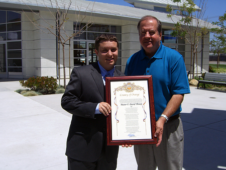 Pastor David Throop presented with a Certificate of Recognition.