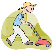 Man mowing the lawn.