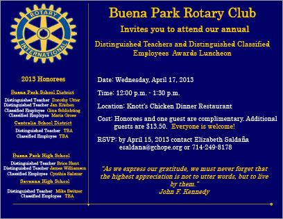 Buena Park Rotary Invite