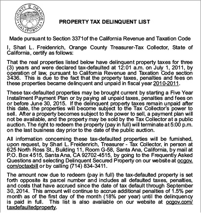 Tax Defaulted Properties