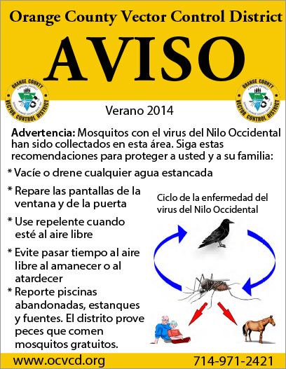 West Nile Virus Warning Spanish version