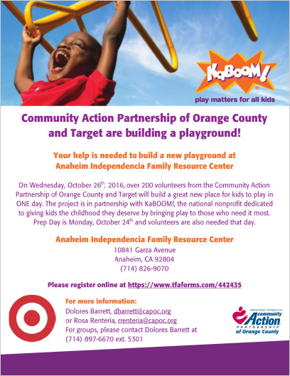 KaBoom Volunteer event flyer