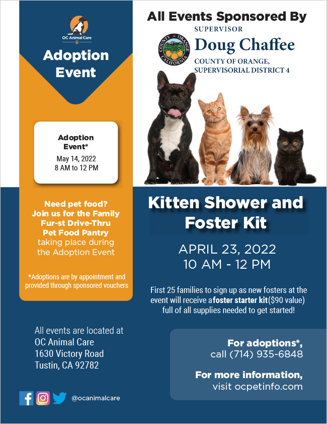Supervisor Doug Chaffee - District 4 Kitten Shower and Foster Kits and  Adoption Event