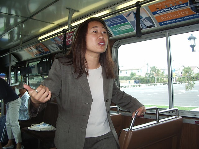 Supervisor Nguyen meets with community members who traveled for a demonstration.